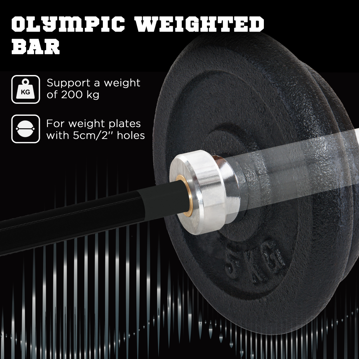 SPORTNOW Heavy-Duty Barbell Bar for 5cm Plates