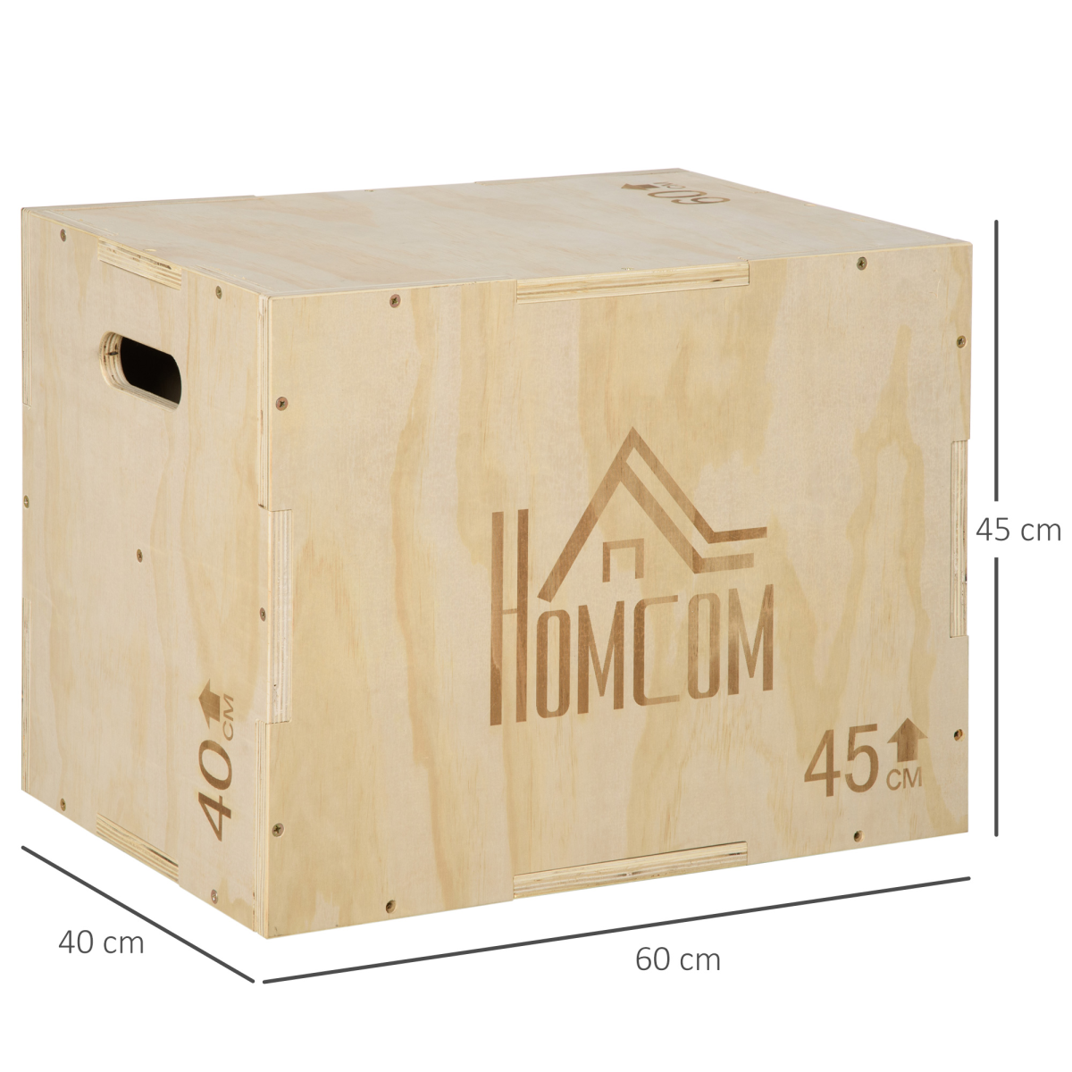 HOMCOM Adjustable 3-in-1 Wooden Plyo Box