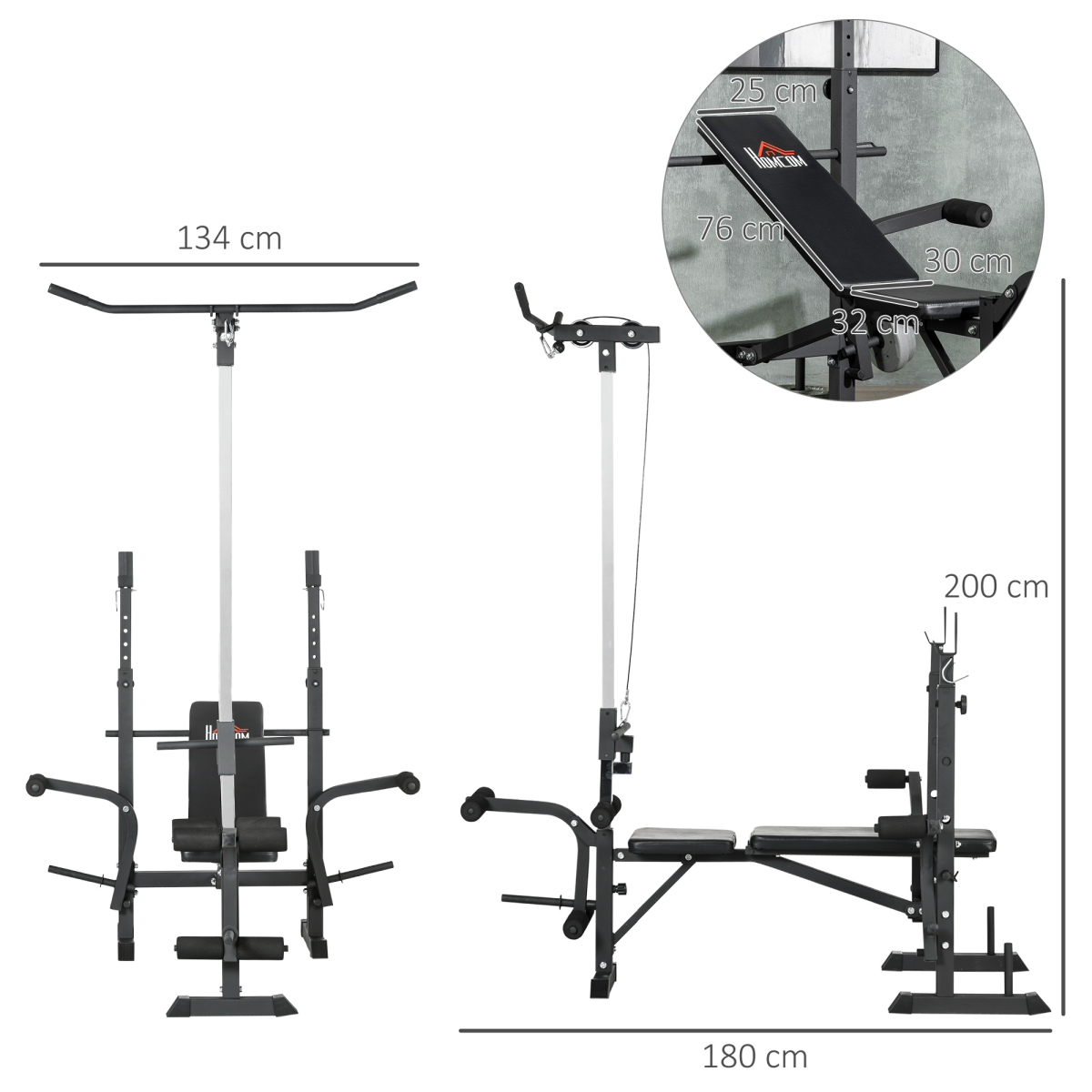 HOMCOM Multi-Function Adjustable Weight Bench for Full Body Workouts