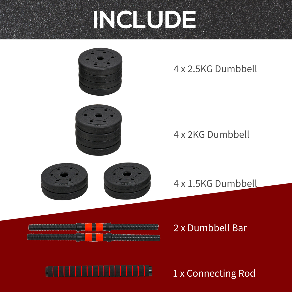 25kg 2-in-1 Adjustable Barbell & Dumbbell Weight Set for Home Fitness