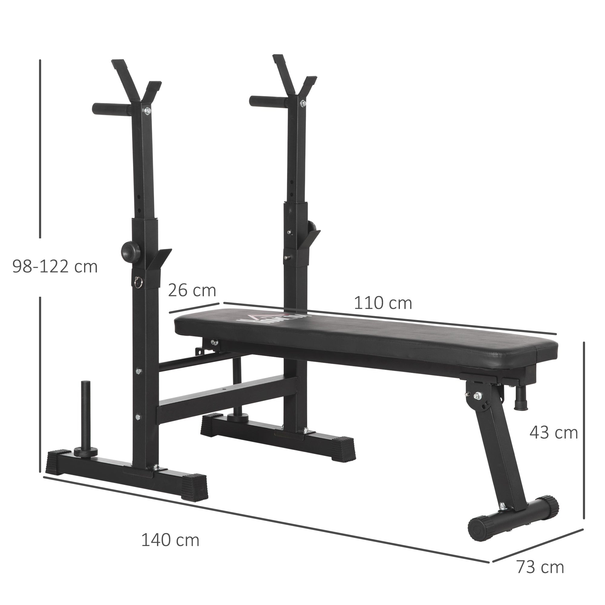 HOMCOM Foldable Adjustable Weight Bench with Barbell Rack & Dip Station