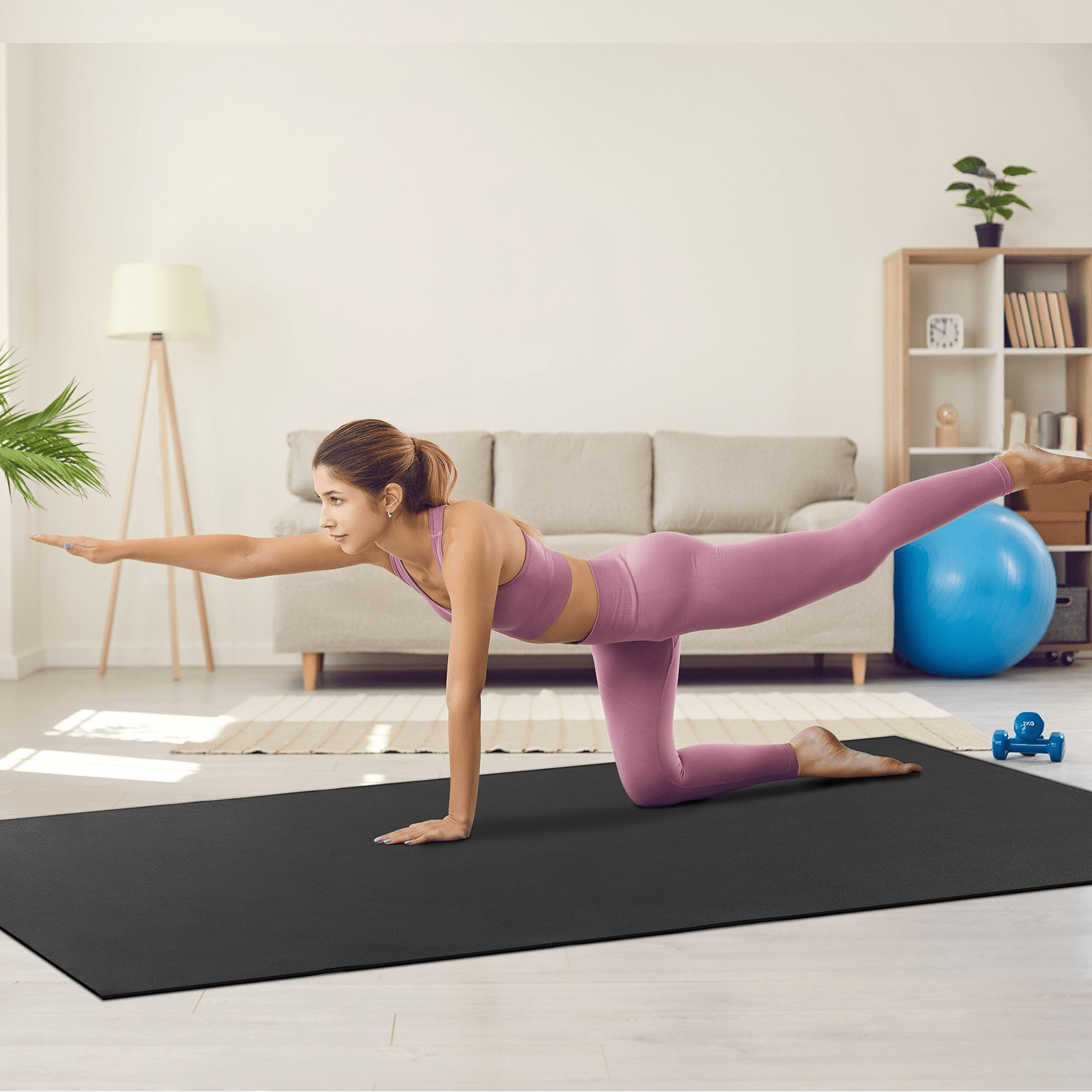 Exercise Mat VEVOR Non-Slip Exercise Mat - 9x6ft Yoga, Gym, Pilates Workout Mat
