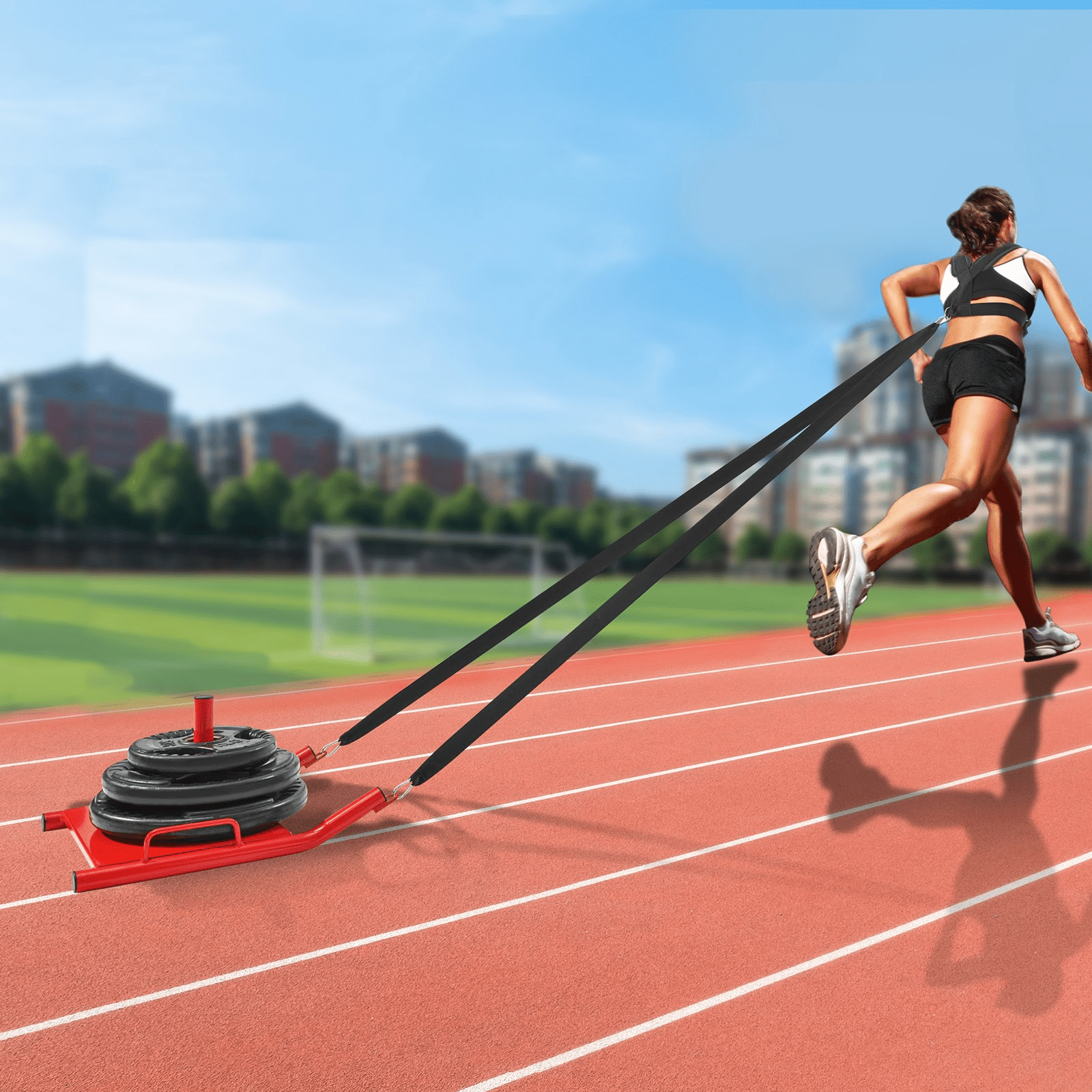 Pull Push Power Sled VEVOR Weight Training Pull Sled - Red