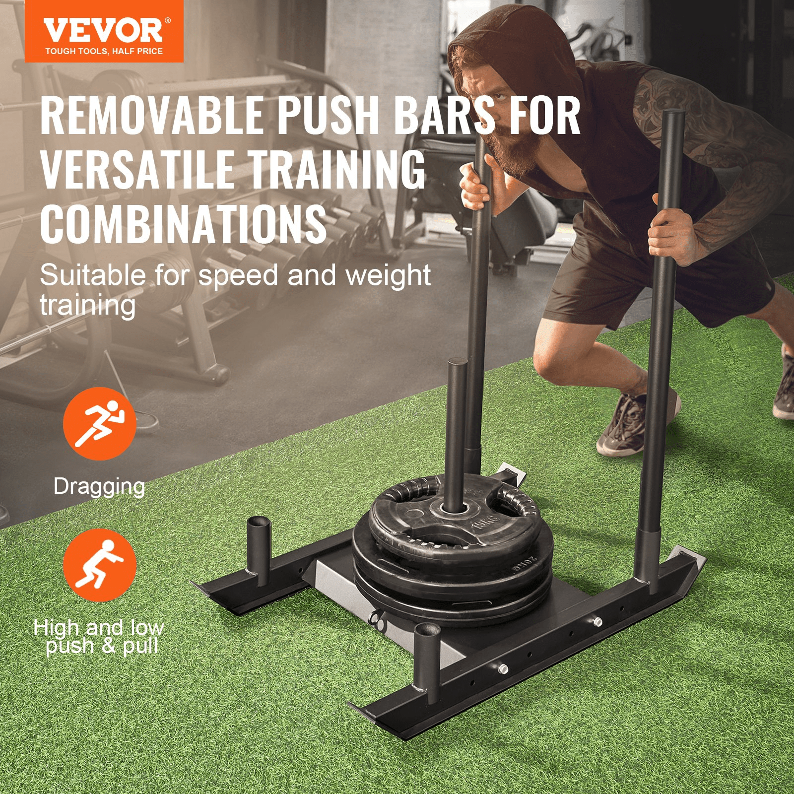 Pull Push Power Sled VEVOR Weight Training Sled - Powerful Pull Push Power Sled