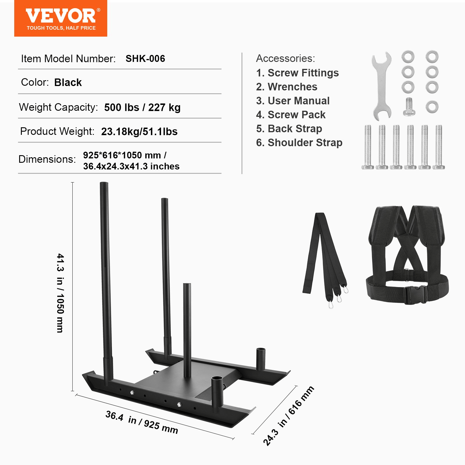 Pull Push Power Sled VEVOR Weight Training Sled - Powerful Pull Push Power Sled