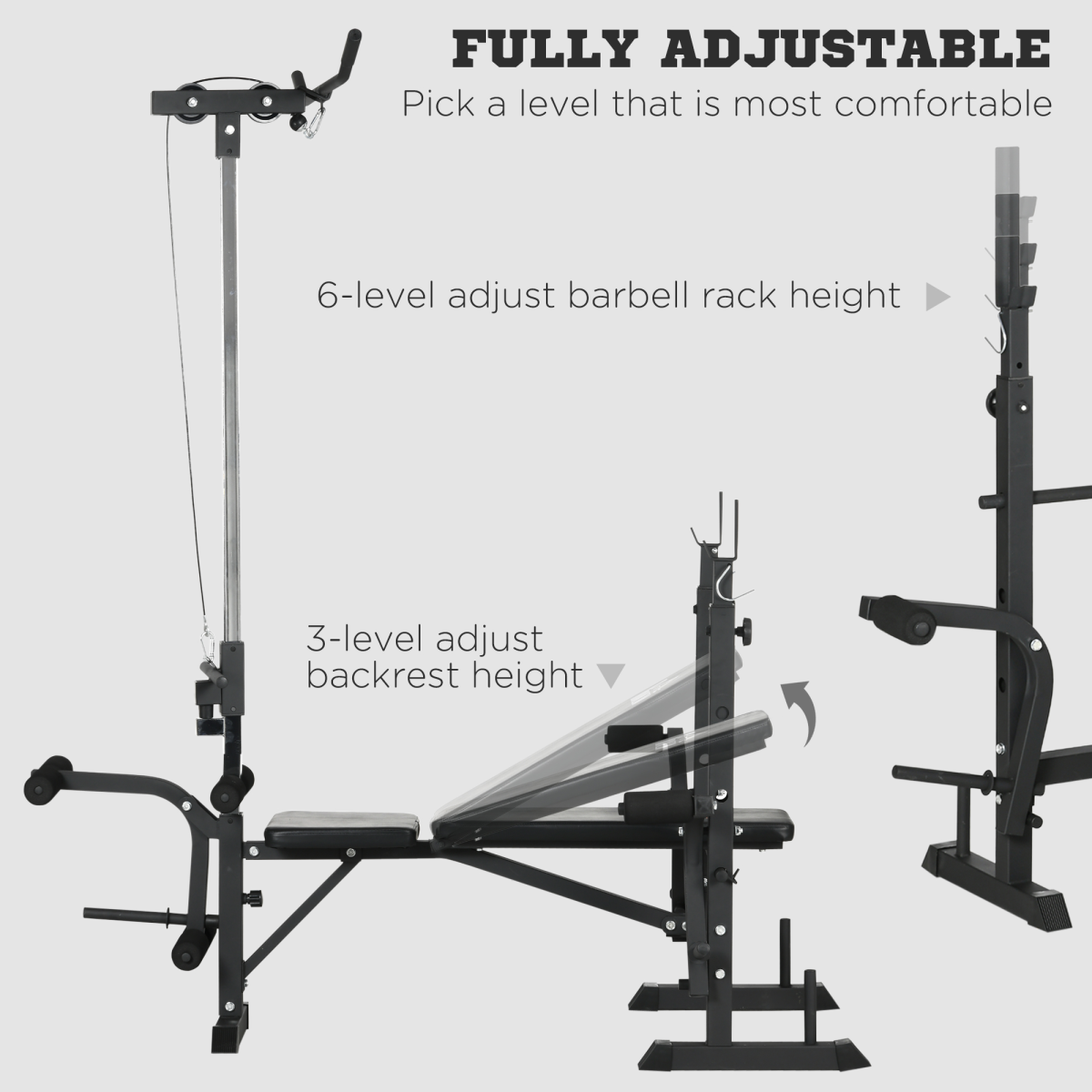 HOMCOM Multi-Function Adjustable Weight Bench for Full Body Workouts