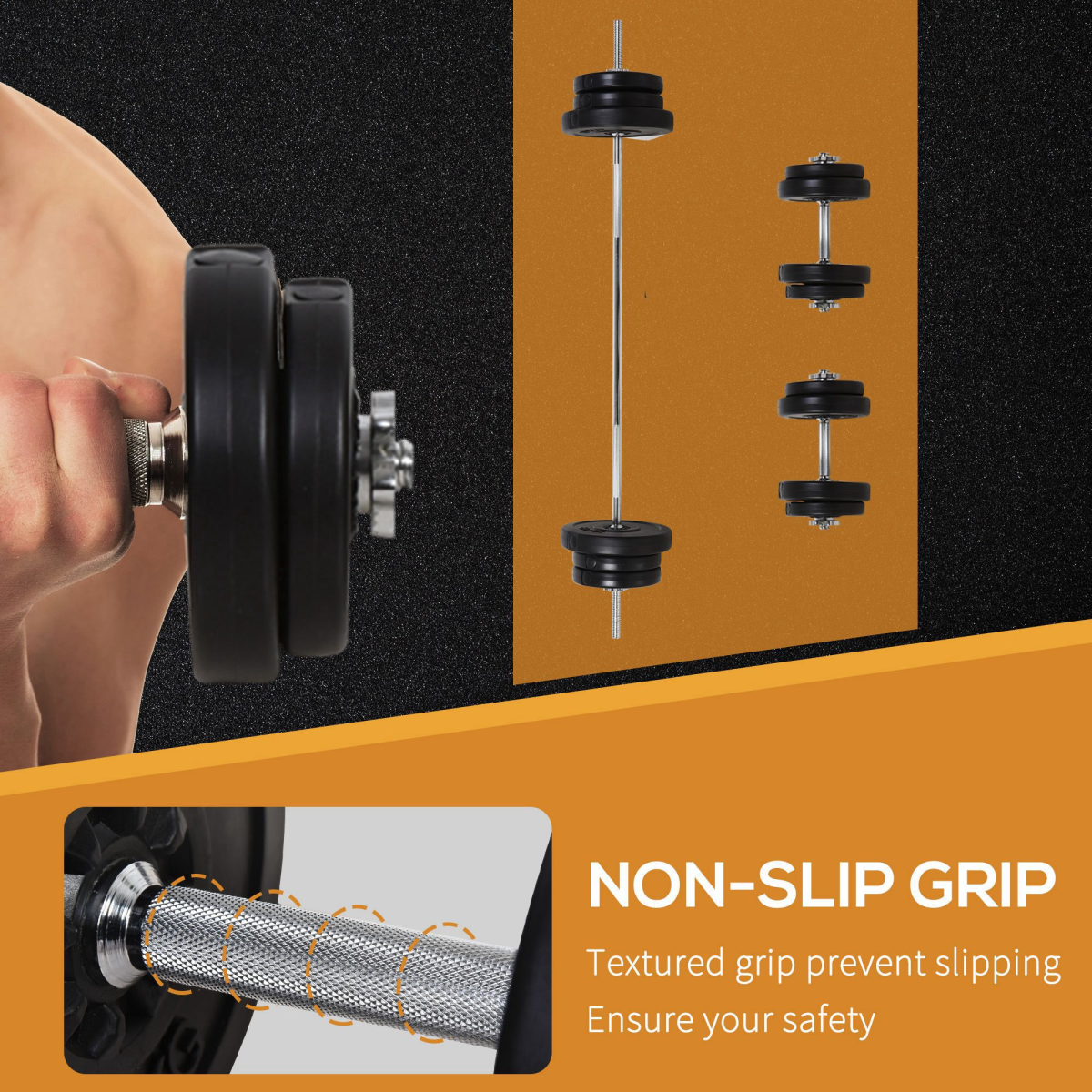 HOMCOM 65kg Adjustable Dumbbell & Barbell Set