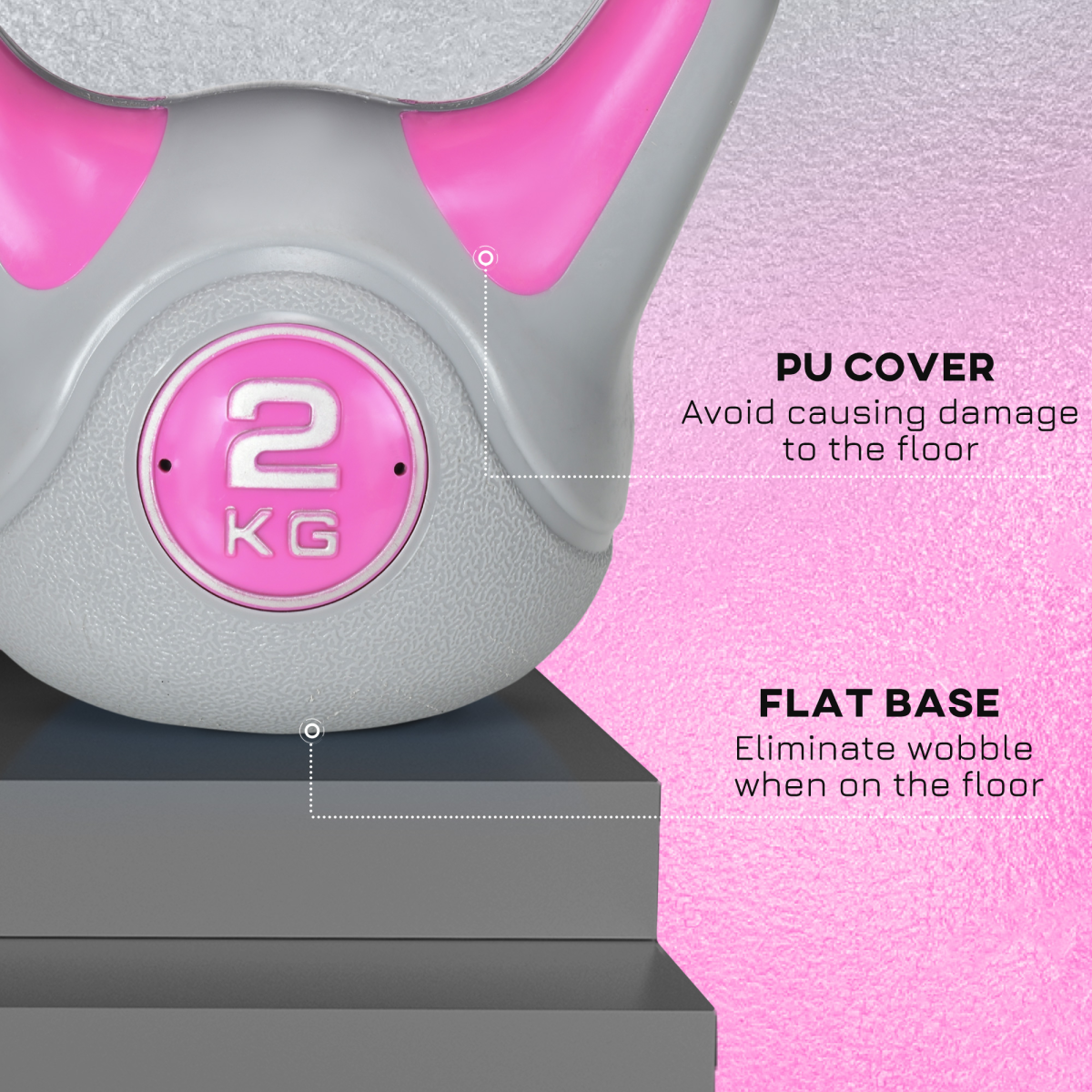 SPORTNOW 2kg Pink & Grey Kettlebell