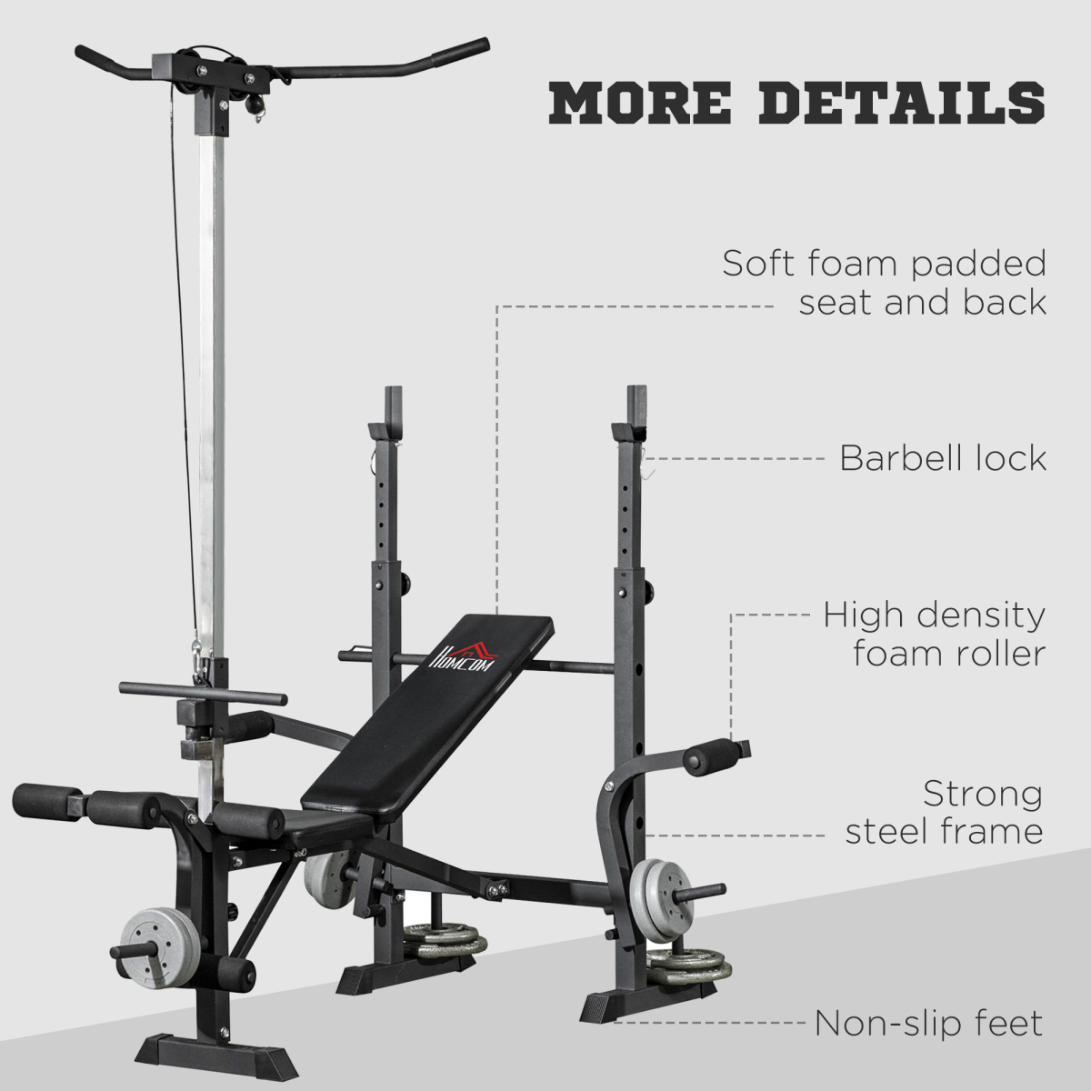 HOMCOM Multi-Function Adjustable Weight Bench for Full Body Workouts