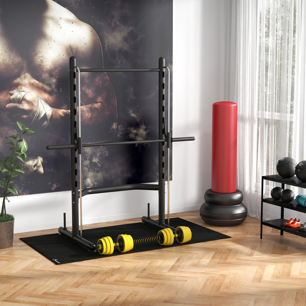 HOMCOM Adjustable Squat Rack & Pull-Up Bar