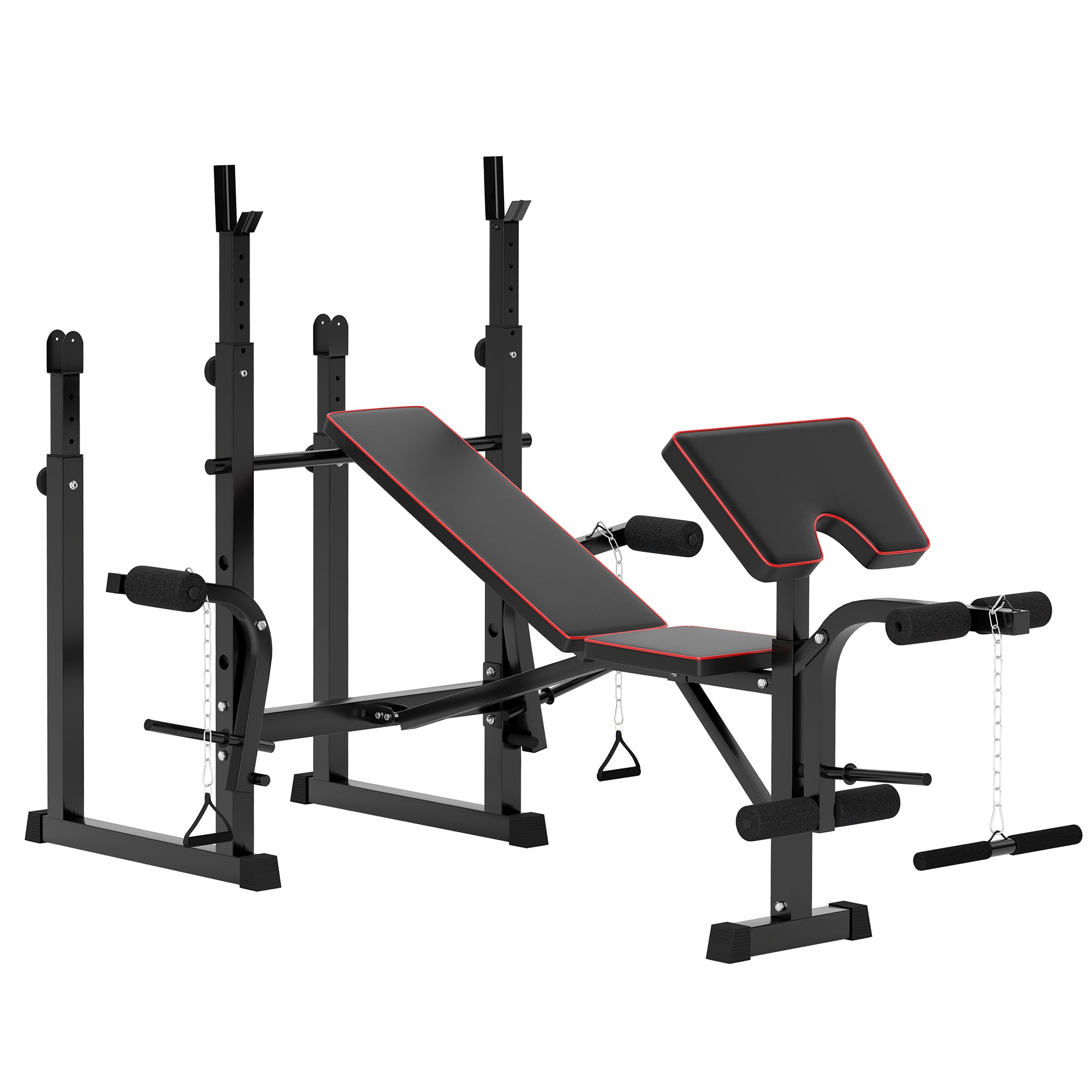 SPORTNOW 3-in-1 Adjustable Weight Bench with Barbell Rack & Preacher Curl