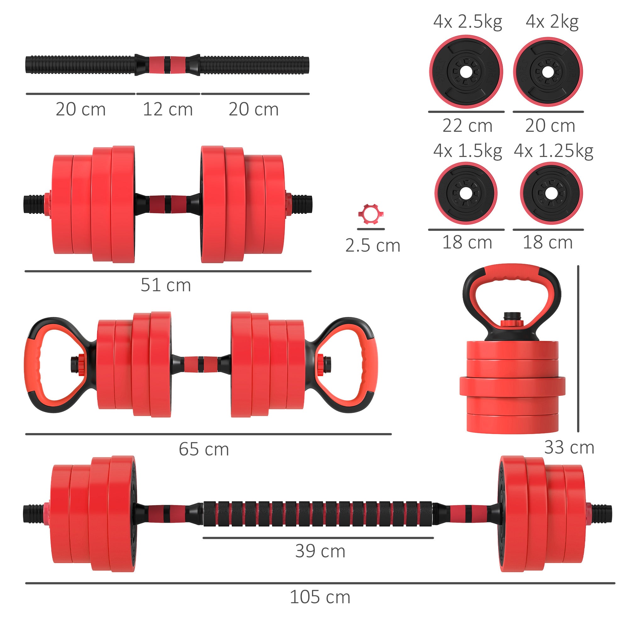 SPORTNOW 4-in-1 Adjustable Dumbbell Set