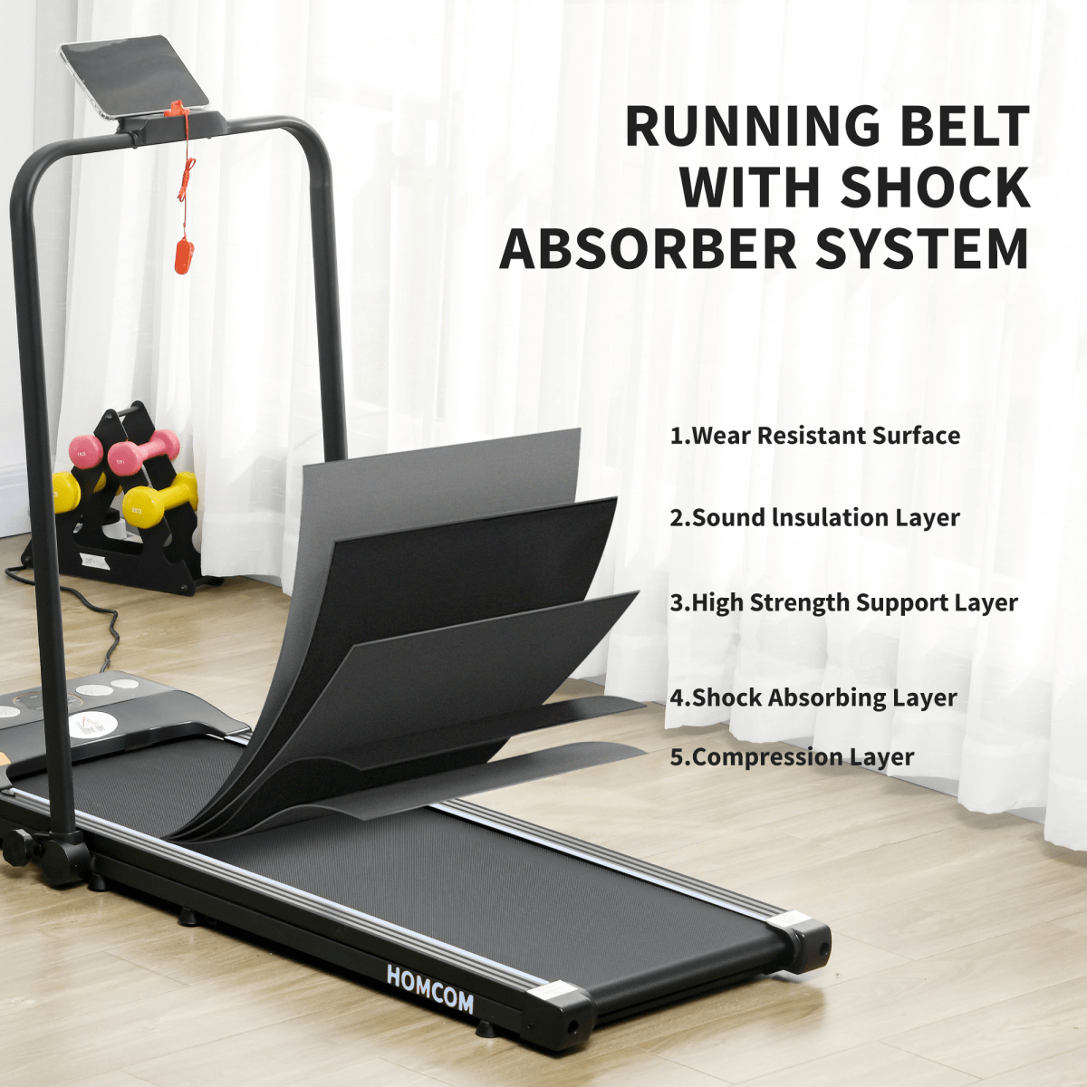 Treadmill Compact HOMCOM Folding Walking Treadmill with LED Display