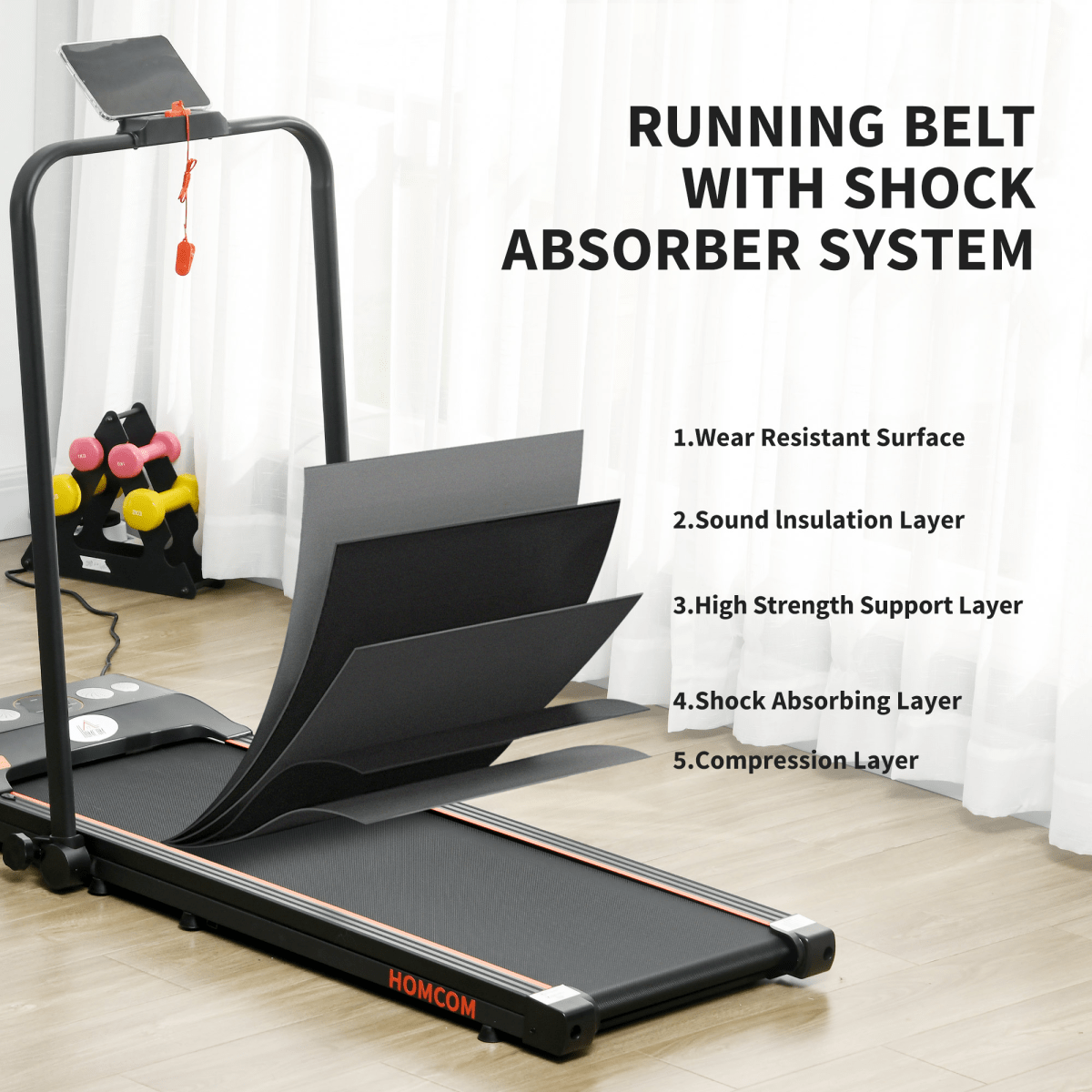 Treadmill Compact HOMCOM Folding Walking Treadmill with LED Display
