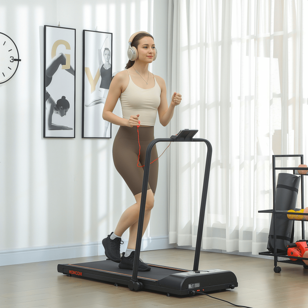 Treadmill Compact HOMCOM Folding Walking Treadmill with LED Display