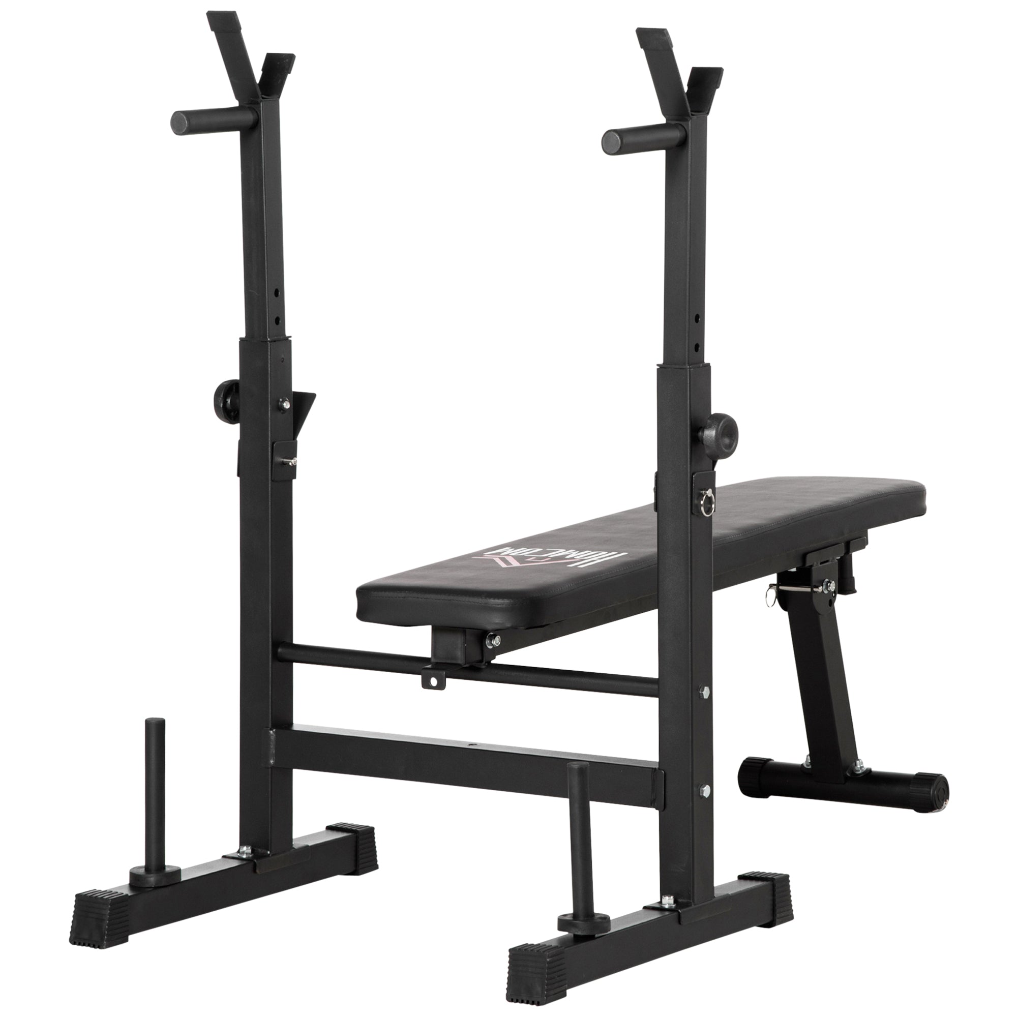 HOMCOM Foldable Adjustable Weight Bench with Barbell Rack & Dip Station