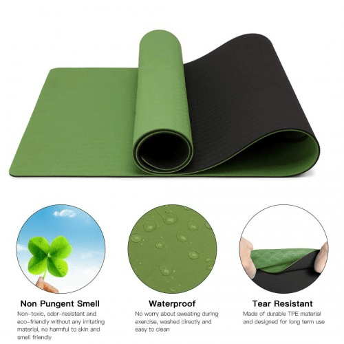 Yoga-1 Kono TPE Classic Yoga Mat - Eco-friendly, Durable, Green & Black - Fitness Max