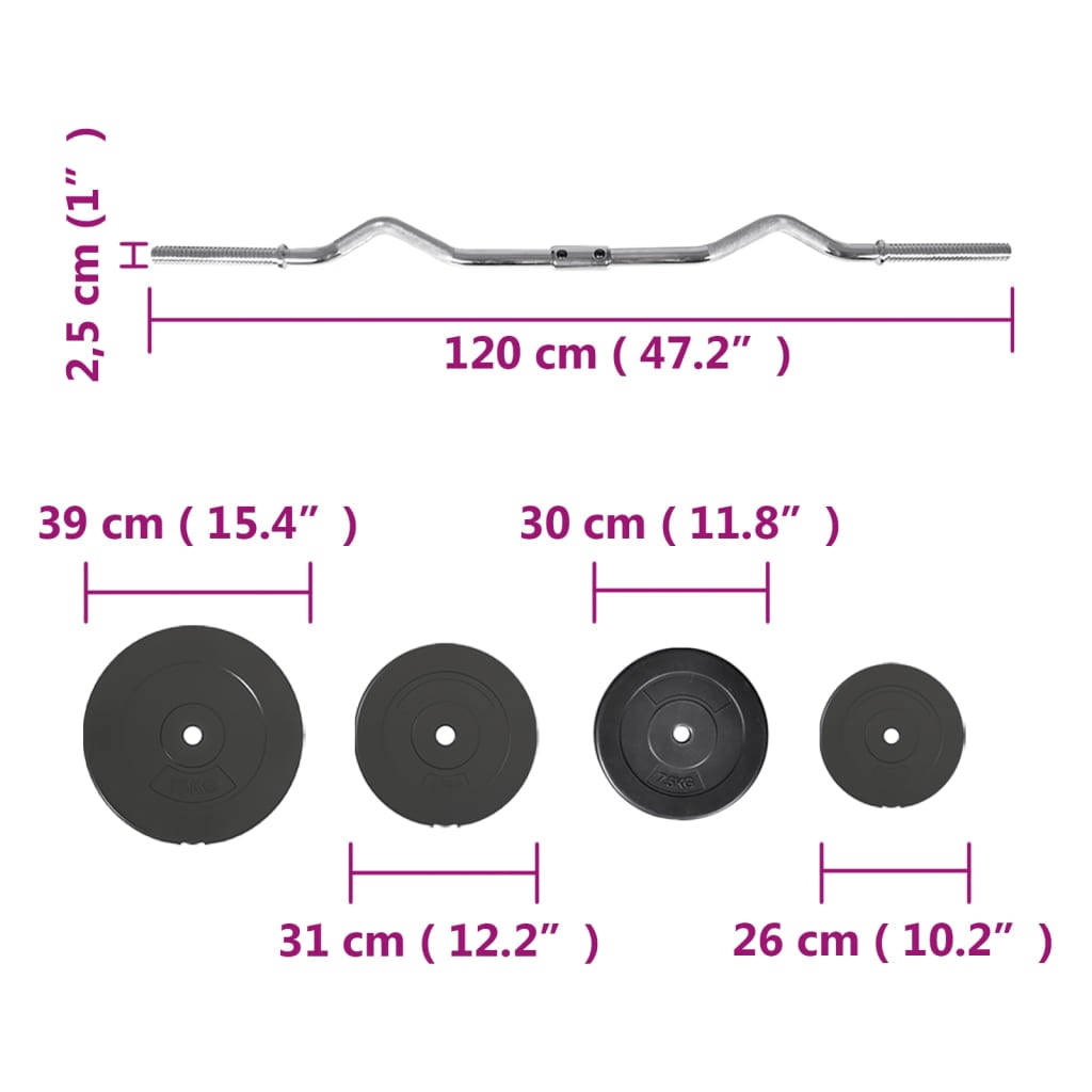 vidaXL Curl Barbell with 90 kg Plates: Versatile Home Gym Gear - Fitness Max