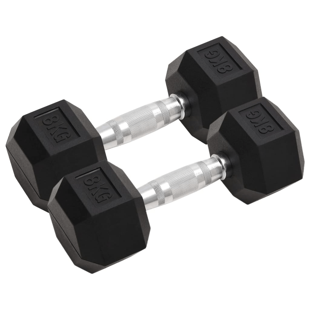 Dumbbell vidaXL 16 kg Hexagonal Rubber Coated Dumbbells Set