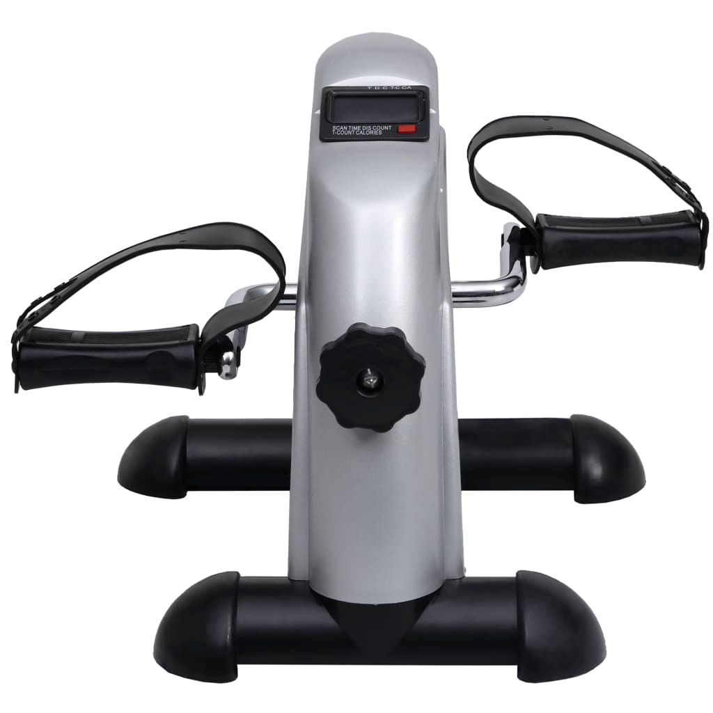 Compact Silver Mini Exercise Bike with Adjustable Resistance and LCD Display - Fitness Max