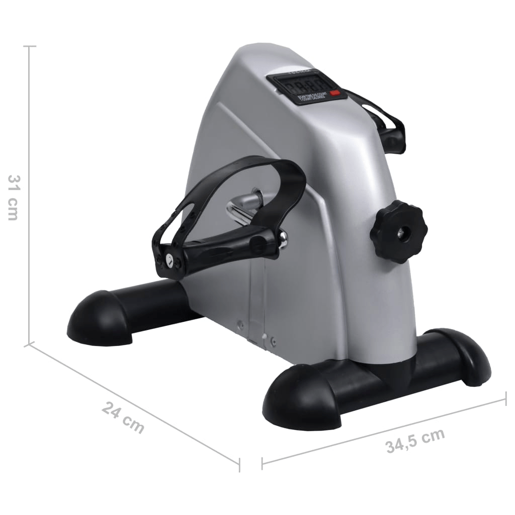 Compact Silver Mini Exercise Bike with Adjustable Resistance and LCD Display - Fitness Max