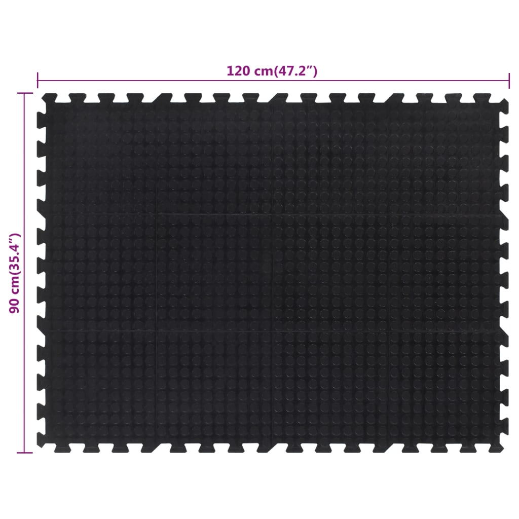vidaXL Black Rubber Floor Tile 12 mm 90x120 cm for Gyms, Garages, Playrooms - Fitness Max