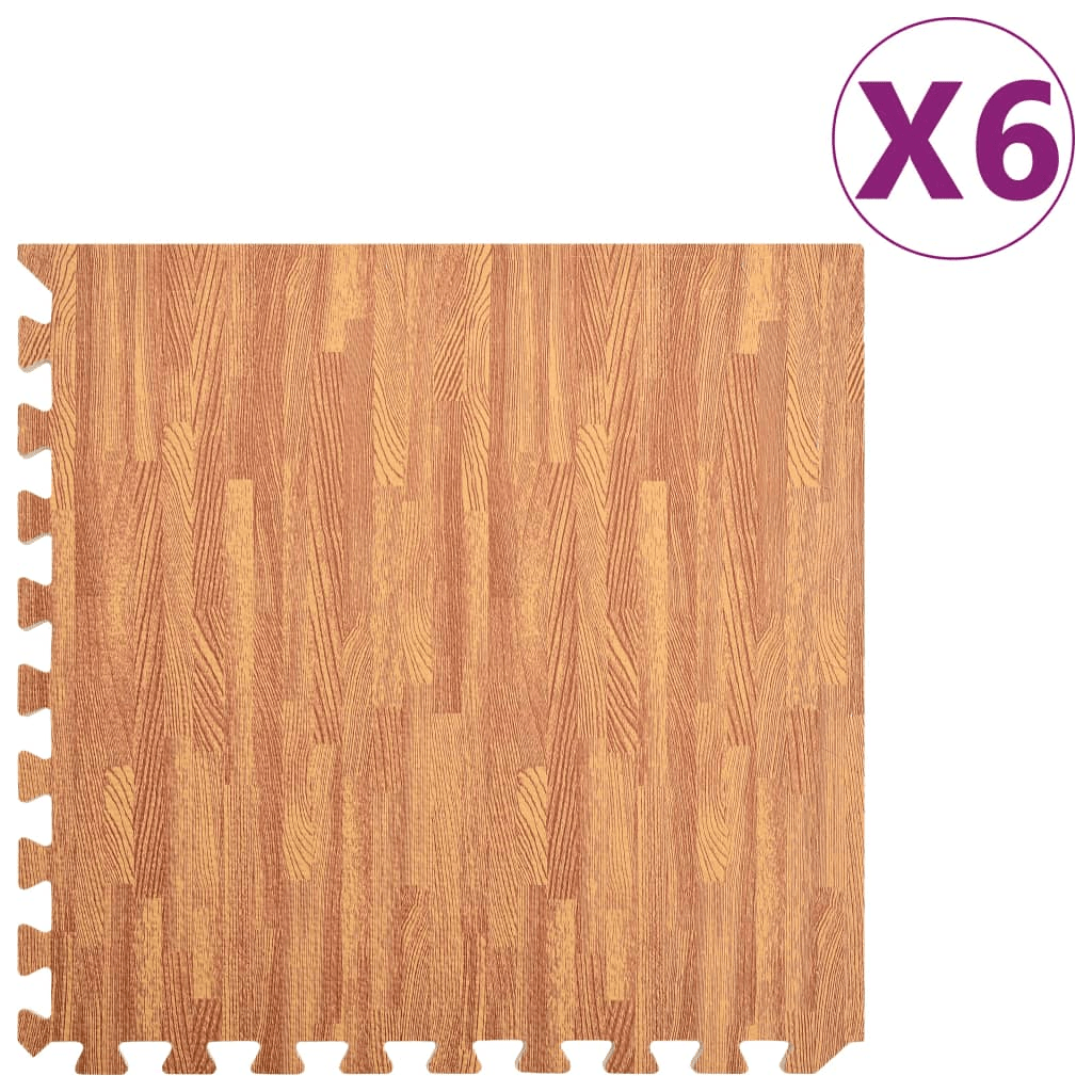 vidaXL Wood Grain EVA Foam Floor Mats 6 Piece Set UK - Fitness Max
