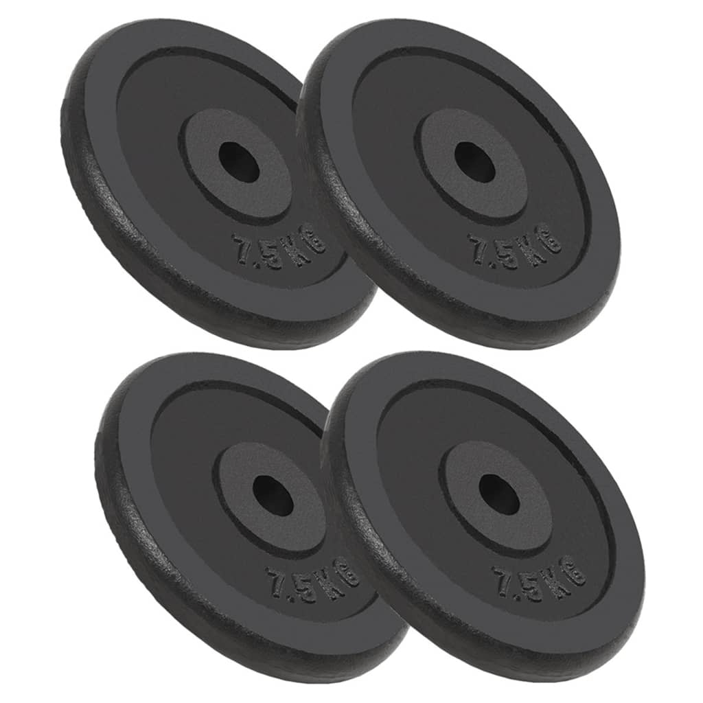 free weights vidaXL 4x7.5 kg Cast Iron Weight Plates