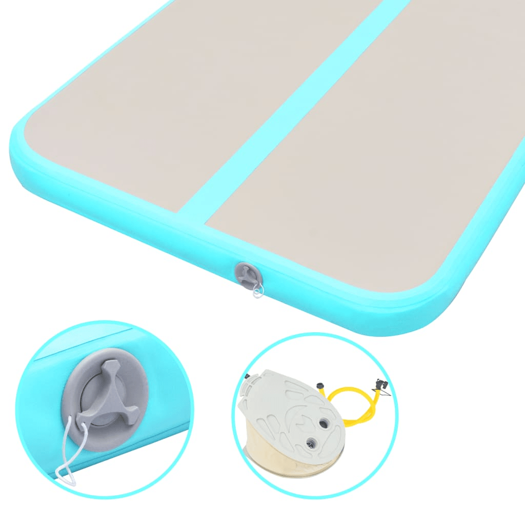 vidaXL Green Inflatable Gymnastics Mat with Electric Pump, 600x100x10 cm - Fitness Max