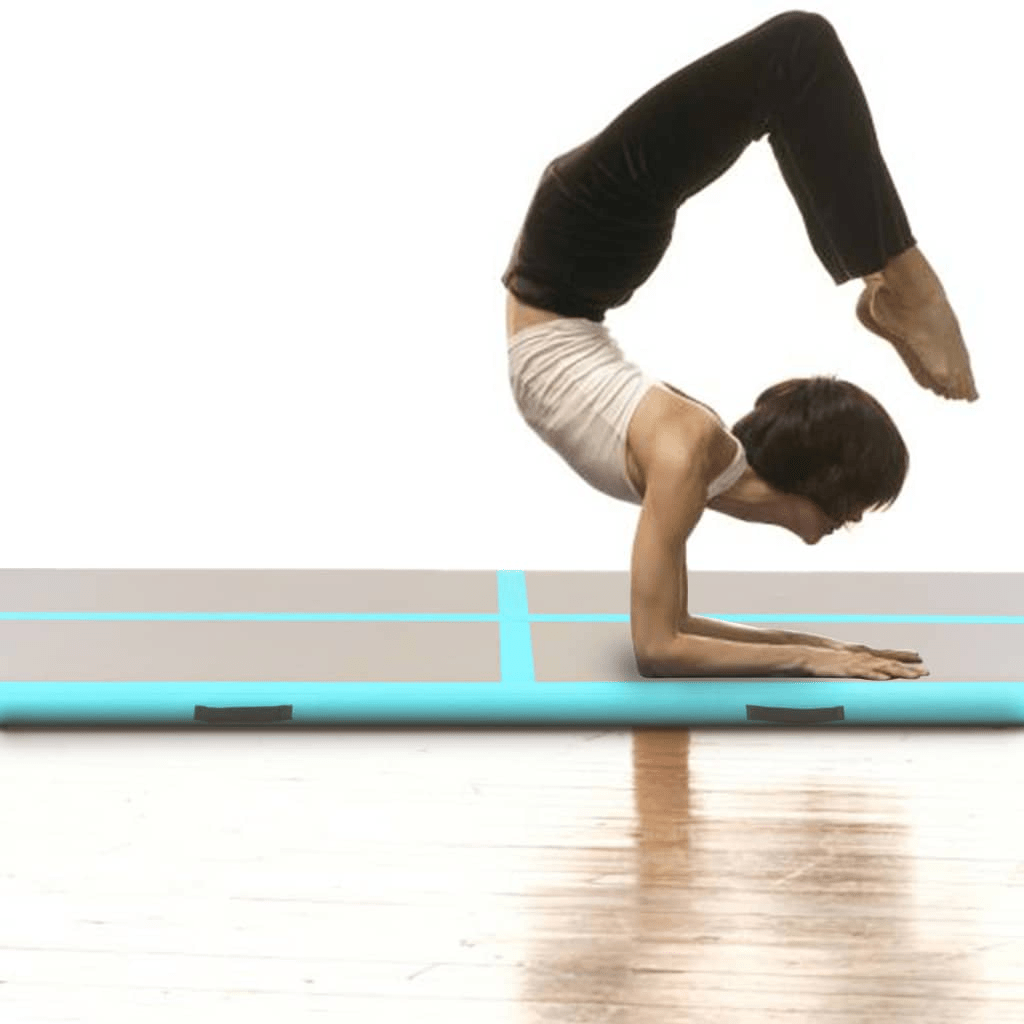 vidaXL Green PVC Inflatable Gymnastics Mat with Pump 400x100x10 cm - Fitness Max
