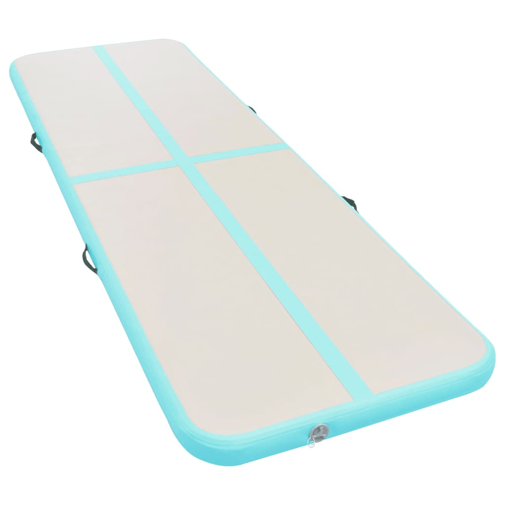 vidaXL Green PVC Inflatable Gymnastics Mat with Pump 400x100x10 cm - Fitness Max