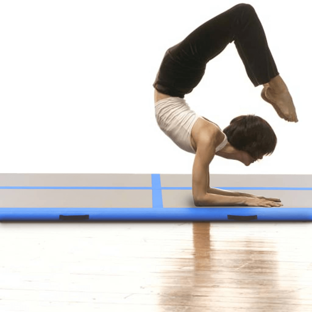 vidaXL Gymnastics Mat with Pump 700x100x10 cm PVC Blue for Training - Fitness Max