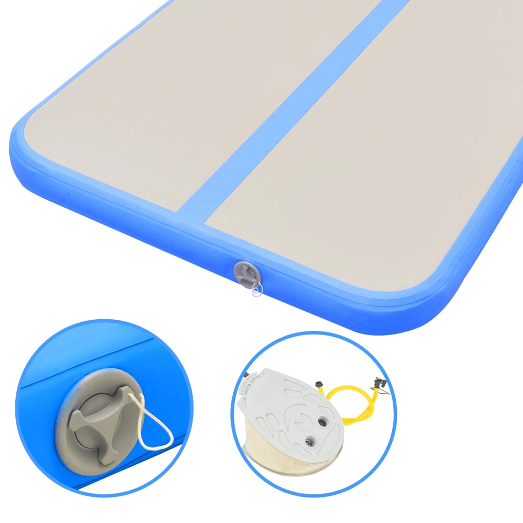 vidaXL Gymnastics Mat with Pump 700x100x10 cm PVC Blue for Training - Fitness Max