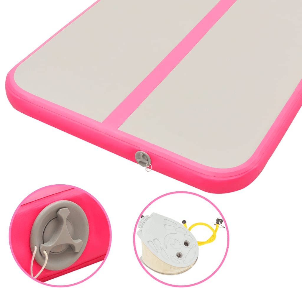 vidaXL Pink Inflatable Gymnastics Mat, 400x100x10 cm, High Density PVC - Fitness Max