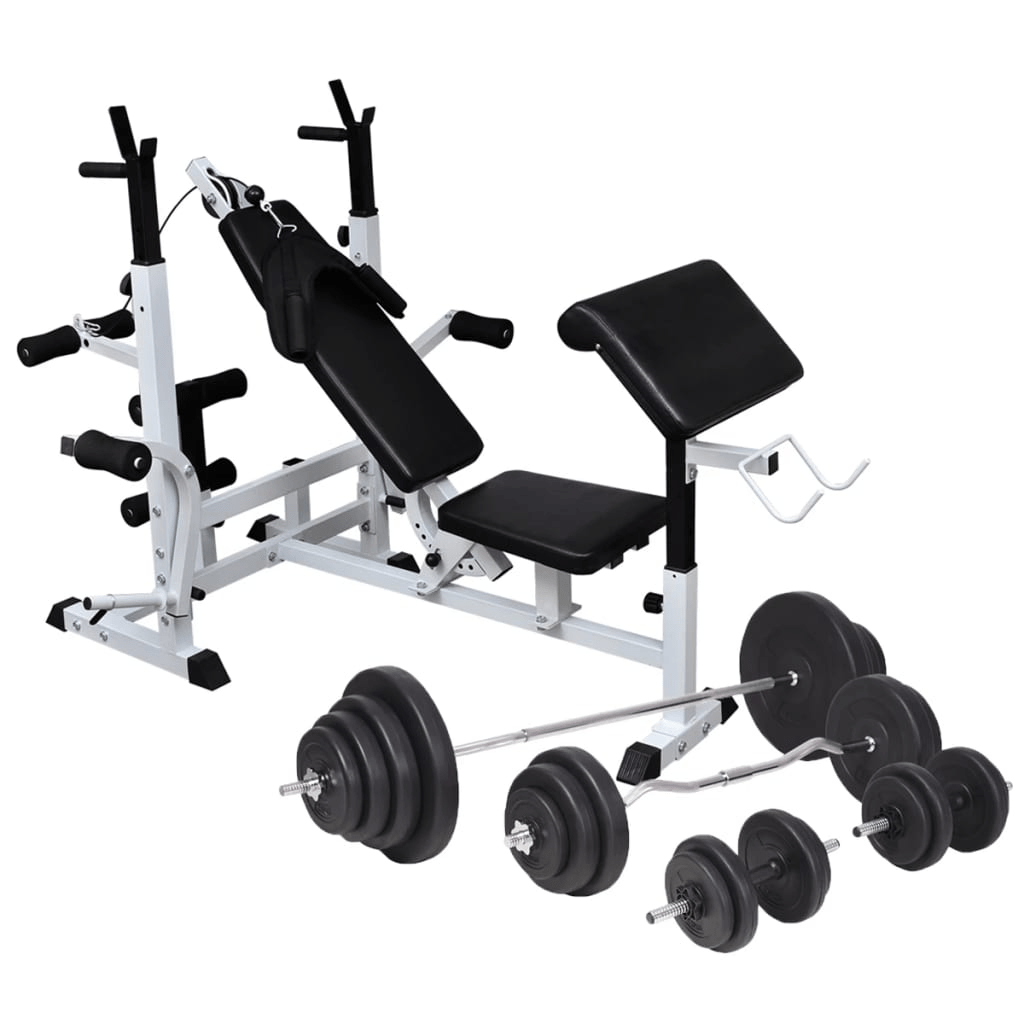 Multi Gym vidaXL Weight Bench & 120 kg Barbell Dumbbell Set