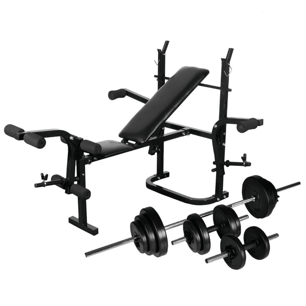 Multi Gym vidaXL Weight Bench with Weight Rack, Barbell and Dumbbell Set