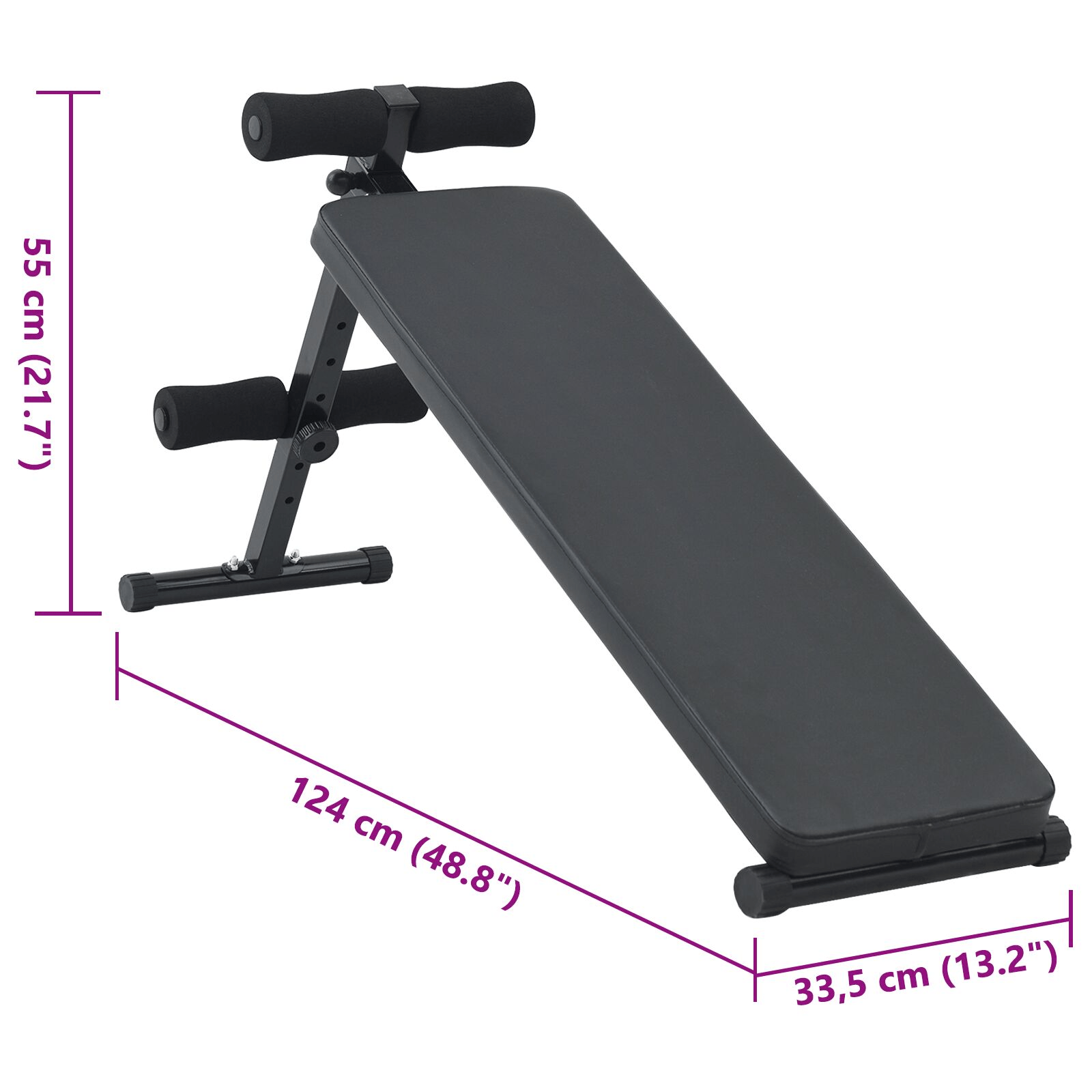 vidaXL Foldable Sit Up Bench with Adjustable 150kg Capacity, Steel Home Gym - Fitness Max