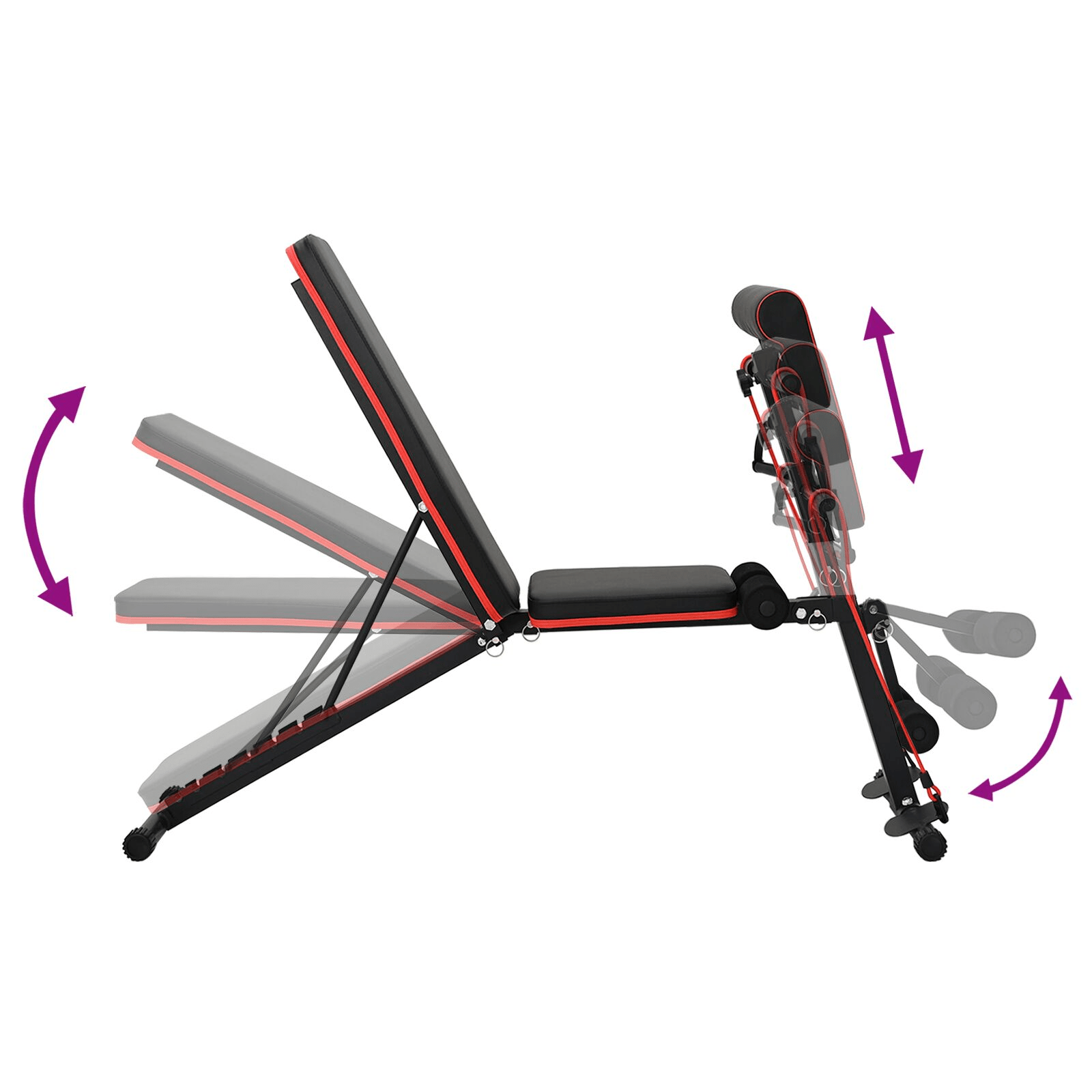 vidaXL Weight Bench with Resistance Bands, 150 kg Capacity, Black Steel - Home Gym - Fitness Max