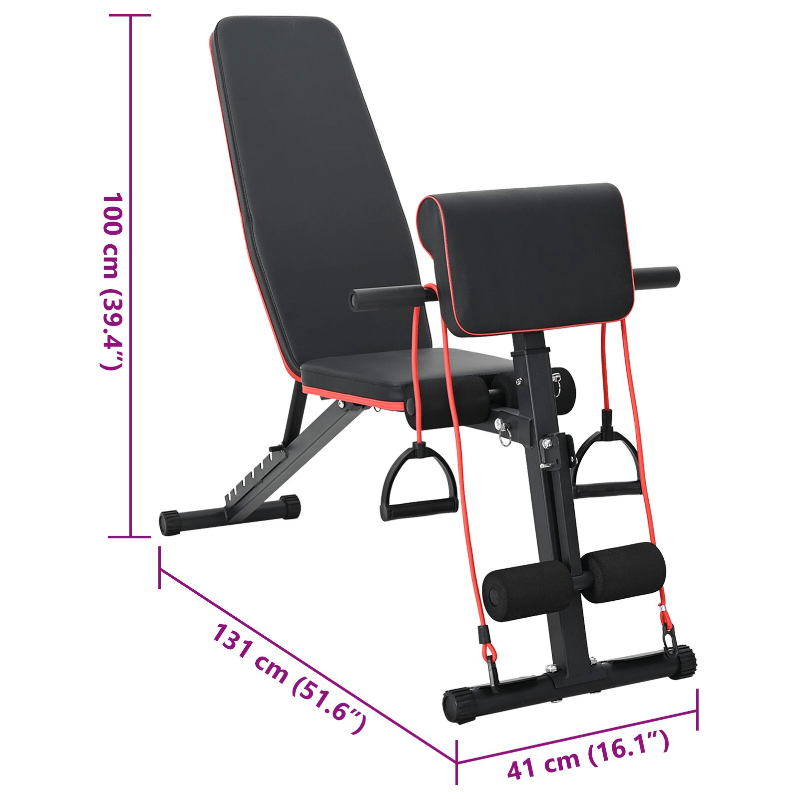 vidaXL Weight Bench with Resistance Bands, 150 kg Capacity, Black Steel - Home Gym - Fitness Max