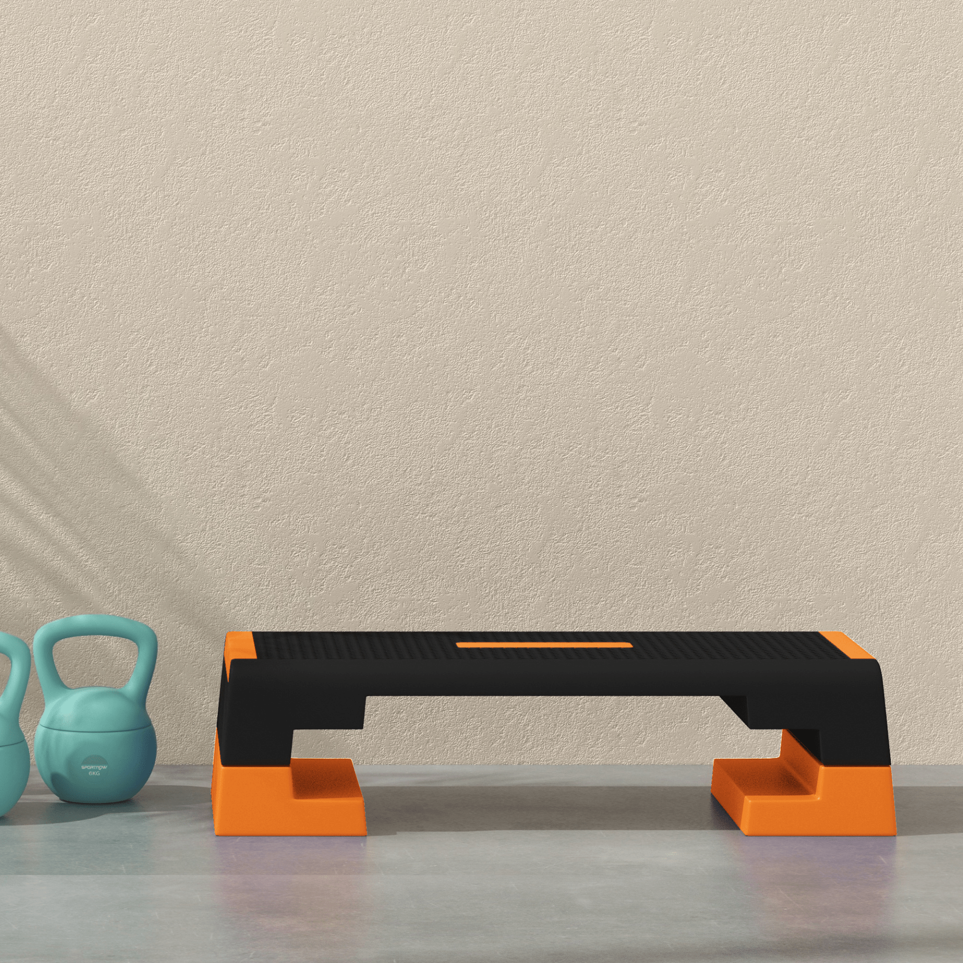 Adjustable Exercise Stepper for Home Workouts, Orange, 15/20/25cm - Fitness Max