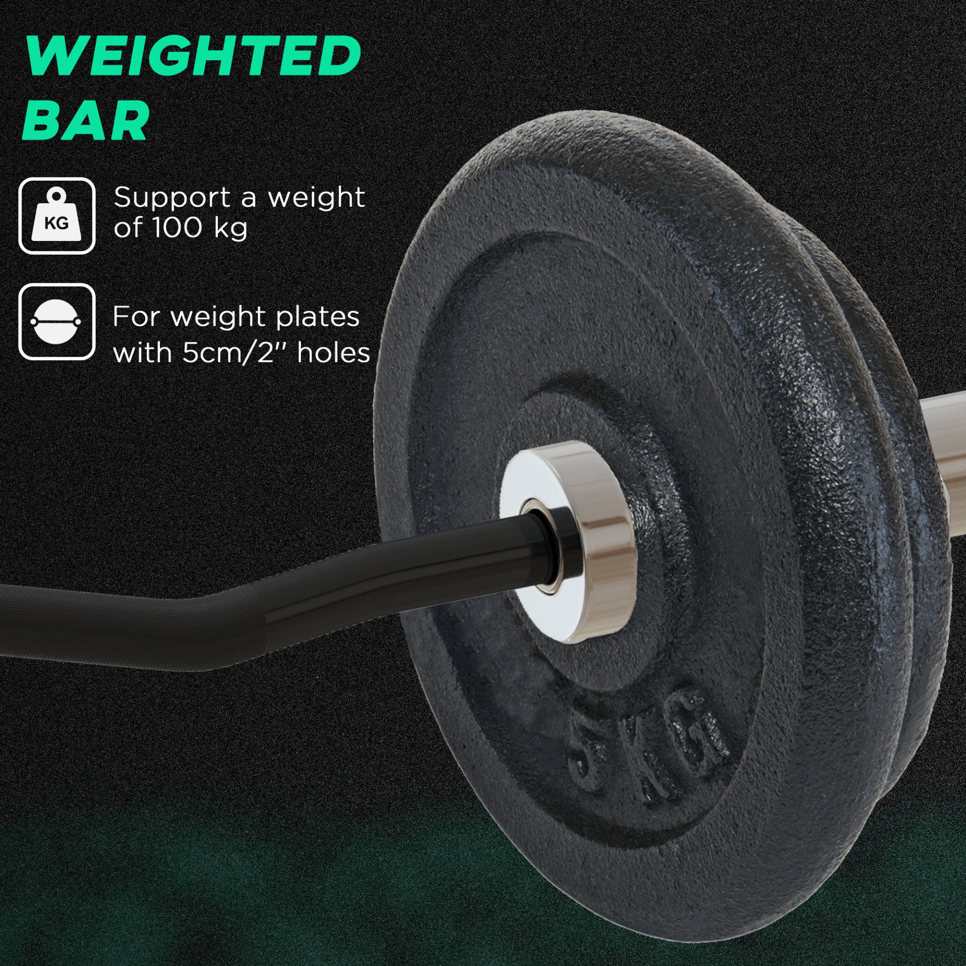 SPORTNOW Olympic EZ Curl Bar Set with 30kg Weight Plates & Spring Clips - Fitness Max