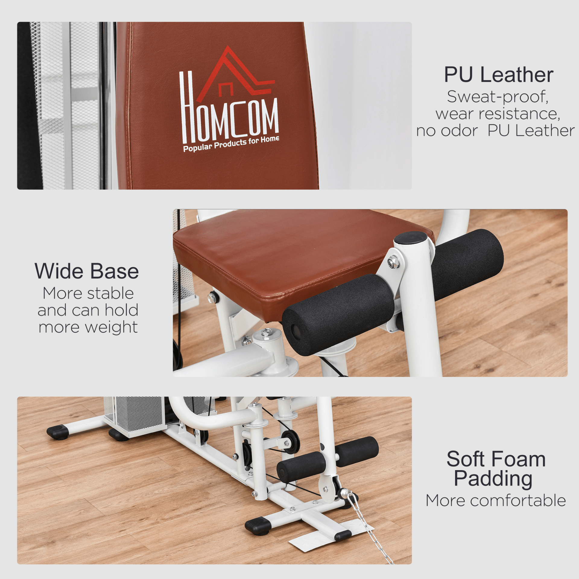 Multi Gym HOMCOM Home Gym Weight Training Station for Full Body Fitness, White