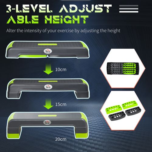 HOMCOM Three-Level Adjustable Aerobic Step Exercise Stepper for Home Office - Fitness Max