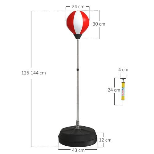 Boxing HOMCOM Red Boxing Bag Set with Adjustable Height Stand