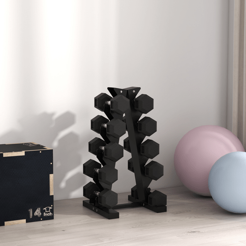Hexagonal Dumbbells Kit for Home Fitness 2x5kg by HOMCOM - Fitness Max