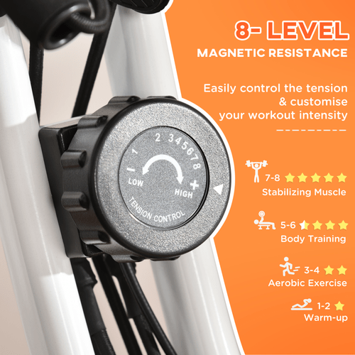 2-In-1 Upright Exercise Bike with 8 Levels and Pulse Sensor in Orange - Fitness Max