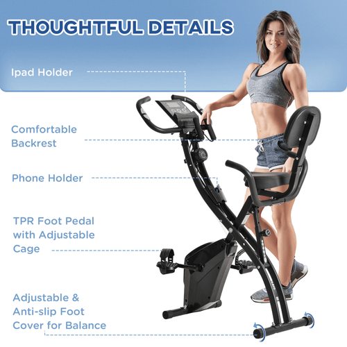 2-In-1 Upright Exercise Bike with Pulse Sensor in Black by HOMCOM - Fitness Max