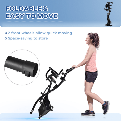 2-In-1 Upright Exercise Bike with Pulse Sensor in Black by HOMCOM - Fitness Max