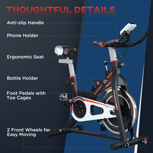 Exercise Bike HOMCOM 8kg Flywheel Exercise Bike Cardio with Adjustable Display