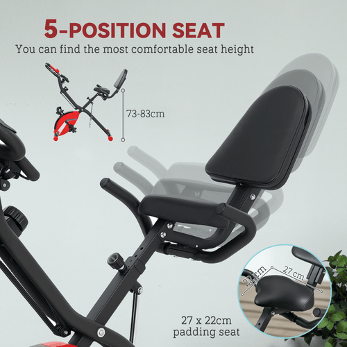 Exercise Bike SPORTNOW Folding Exercise Bike with Arm Bands and Hand Pulse Sensor